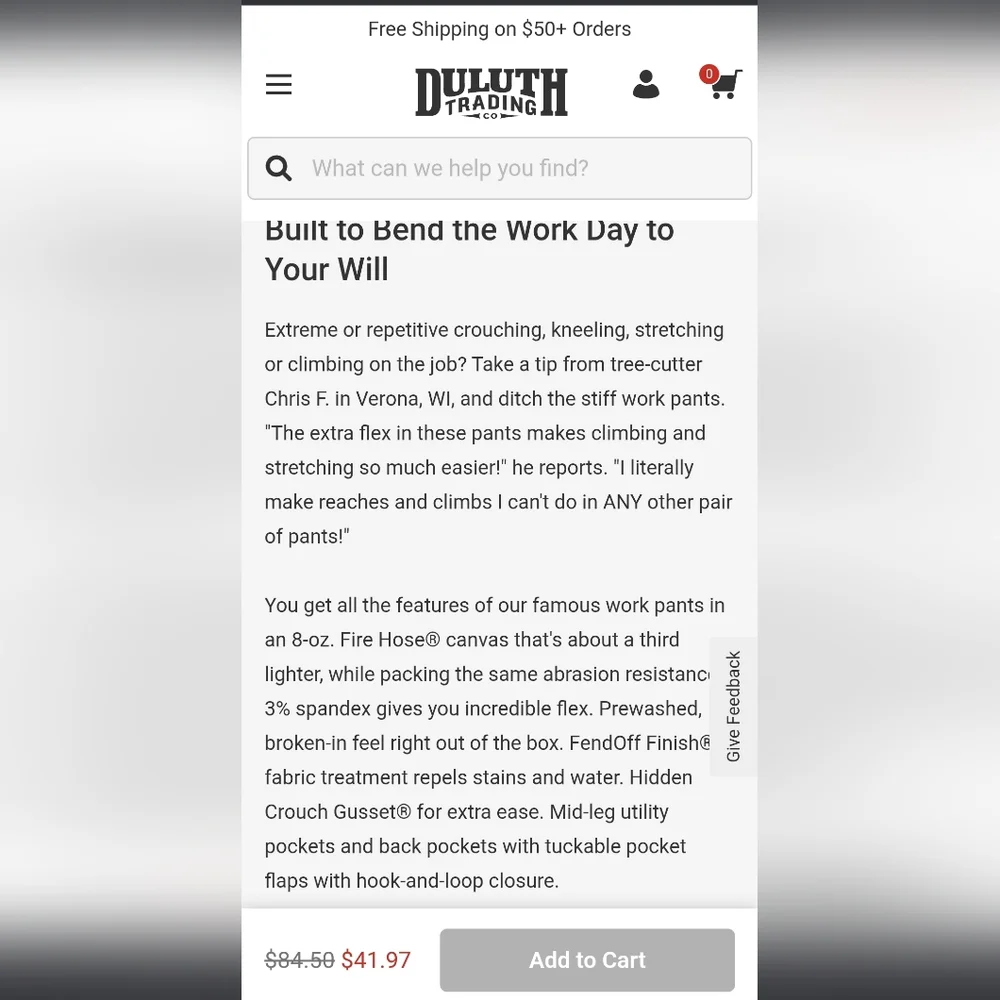 Men's Duluth Trading Flex Firehose Brown Relaxed Fit Cargo Pants 40 X 34 - Picture 5 of 8